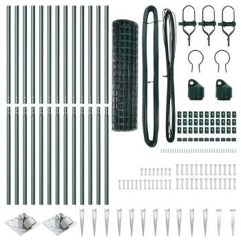 Euro Zaun mit 13 Spike-Pfosten 1,2x25 m Galvanisierter Stahl Grün