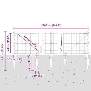 Euro Zaun mit 13 Spikes 0.4x25 m Verzinkter Stahl Grün