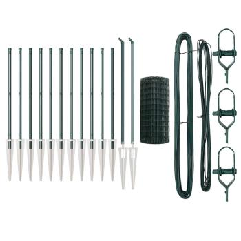 Eurozaun mit 13 Spike-Posts 0.4x25 m galvanisierter Stahl grün