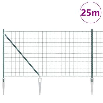 Euro Zaun Set aus 2 Grün Stahl, Kunststoffbeschichtet 25 x 1,2 m