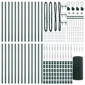 Euro-Zaun mit 13 Spike-Posts 0.6x50 m Verzinkter Stahl Grün