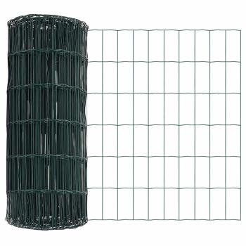Euro-Zaun mit Stacheln 50 x 0,4 m PVC-beschichteter Stahl Grün