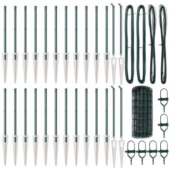 Euro-Zaun mit 13 Spike-Pfählen 0,6x50 m feuerverzinkter Stahl Grün