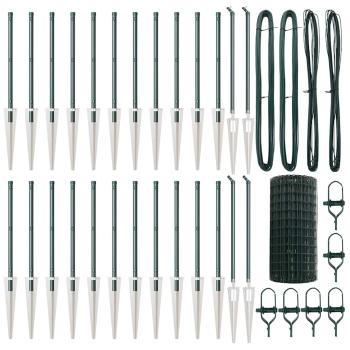 Euro-Zaun mit 13 Spitzenpfosten 0,6x50 m verzinkter Stahl Grün