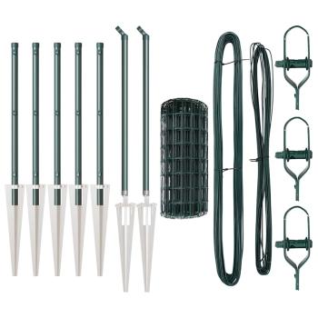 Euro Zaun mit 7 Spike-Posten 0,4x10 m aus galvanisiertem Stahl Grün