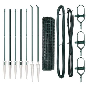 Euro-Zaun Set mit 2 Grün Metall 10 x 1,0 m Erweiterbar