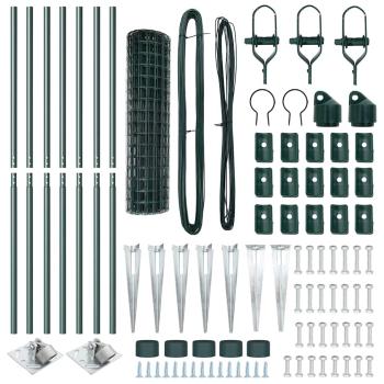 Euro-Zaun Set mit 2 Grün Metall 10 x 1,0 m Erweiterbar