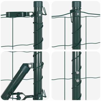 Euro Zaun mit 7 Spike-Posts 1,4x10 m feuerverzinkter Stahl Grün