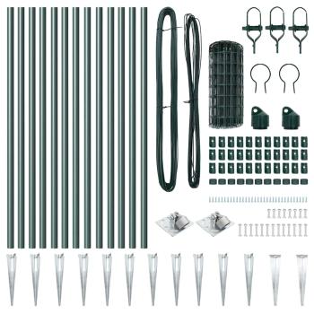 Euro Zaun mit 13 Spike Pfosten 0.4x25 m Galvanisierter Stahl Grün