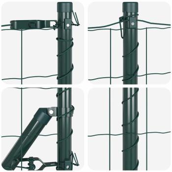 Euro Zaun Set aus 2 Grün Metall 25 x 1.0 m Erweiterbar