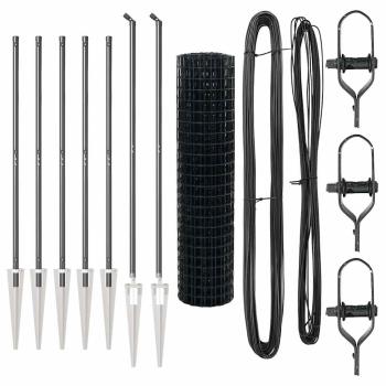 Euro Zaun mit 7 Spitzpfosten 1,4x10 m Verzinkter Stahl Grau