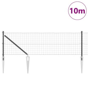 Euro Zaun mit 7 Spike-Posts 0,4x10 m verzinkter Stahl Grau