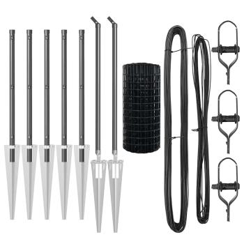 Euro Zaun mit 7 Spike-Posts 0,4x10 m verzinkter Stahl Grau