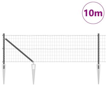 Euro-Zaun mit Stacheln 10 x 0,6 m PVC-beschichteter Stahl Grau