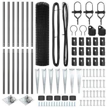 Euro Zaun mit 7 Spike-Pfosten 1,2x10 m verzinkter Stahl Grau