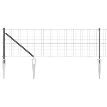 Euro Zaun mit 7 Stachelpfosten 0.4x10 m Galvanisierter Stahl Grau