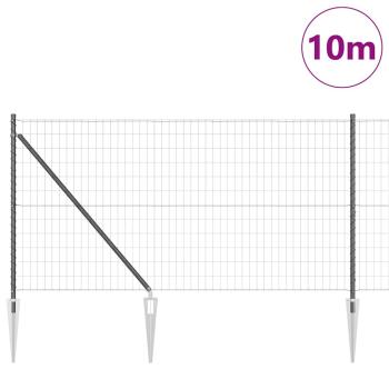 Euro Zaun mit 7 Spitzenpfosten 1x10 m Verzinkter Stahl Grau