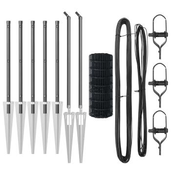 Euro Zaun mit 7 Spike Pfosten 1x10 m Galvanisierter Stahl Grau