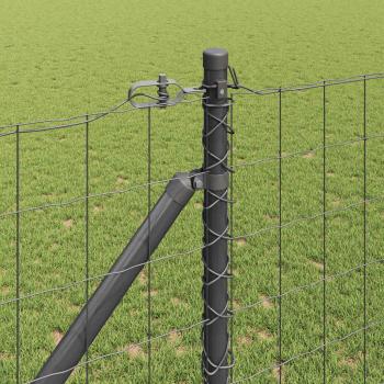 Euro Zaun mit 7 Pfahlankern 1,4x10 m Verzinkter Stahl Grau