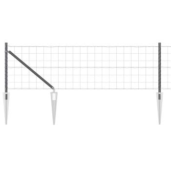 Eurozaun mit 7 Spike-Pfosten 0.6x10 m Verzinkter Stahl Grau