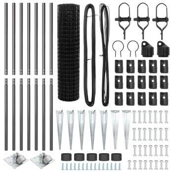 Euro Zaun mit 7 Spike-Pfosten 1,2x10 m feuerverzinkter Stahl Grau