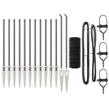 Euro Zaun mit 13 Spike-Posts 0.4x25 m verzinkter Stahl Grau