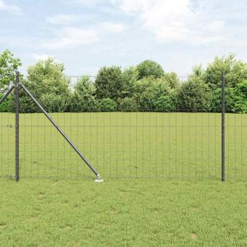 ARDEBO.de - Euro Zaun mit 13 Spitzenpfosten 1x25 m Verzinkter Stahl Grau