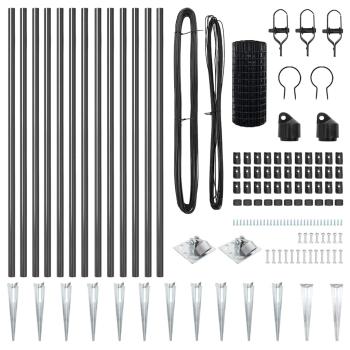 Euro Zaun Set von 2 Grau Metall 25 x 1 m Langlebig Euro Zaun