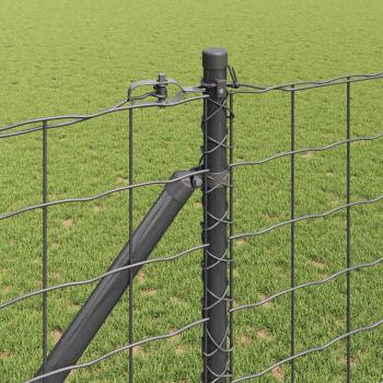 Euro Zaun mit 13 Spitzenpfosten 1,2x25 m aus verzinktem Stahl Grau