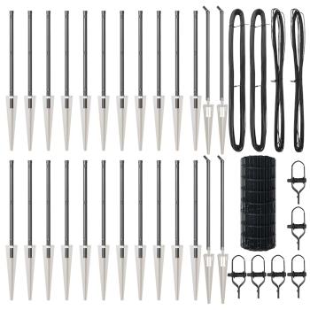 Euro Zaun mit 13 Spitzpfosten 0.4x50 m Galvanisierter Stahl Grau