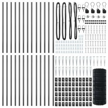 Euro Zaun mit 13 Spitzpfosten 0.4x50 m Galvanisierter Stahl Grau