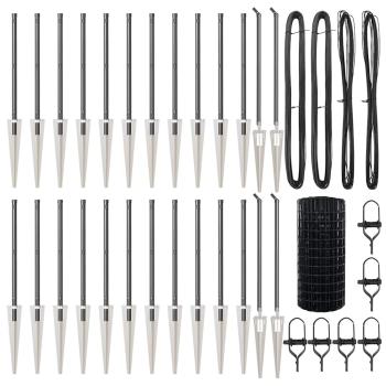 Euro Zaun mit 13 Spike-Pfosten 0,4x50 m verzinkter Stahl Grau