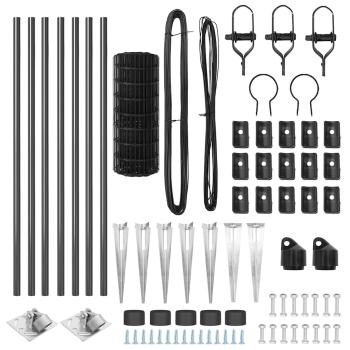 Euro Zaun mit 7 Spikepfosten 0.8x10 m verzinkter Stahl Grau