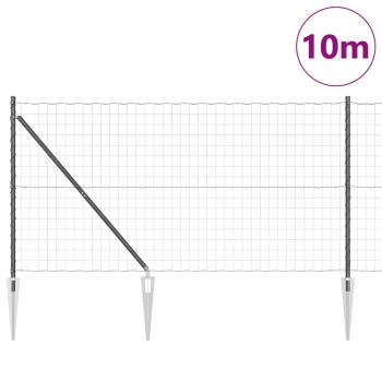Euro Zaun mit 7 Spike-Pfählen 1,4x10 m verzinkter Stahl grau