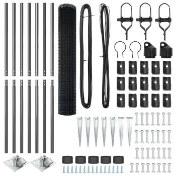 ARDEBO.de - Euro Zaun mit 7 Spike-Posten 1.6x10 m feuerverzinkter Stahl grau