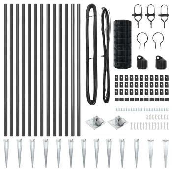 Euro Zaun Grau Set von 2 Grau Metall 25 x 1 m Langlebig