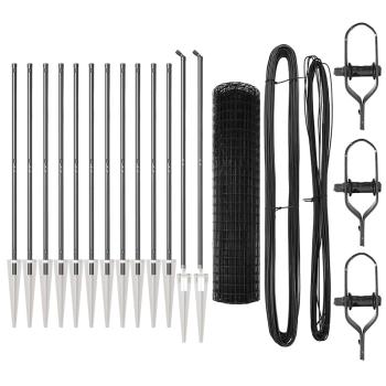 Euro Zaun Set mit 2 Grau Pulverbeschichteter Stahl 25 x 1,2 m