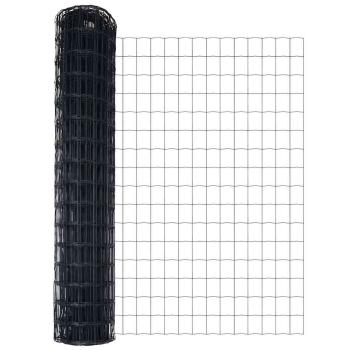 Euro Zaun Set mit 2 Grau Pulverbeschichteter Stahl 25 x 1,2 m