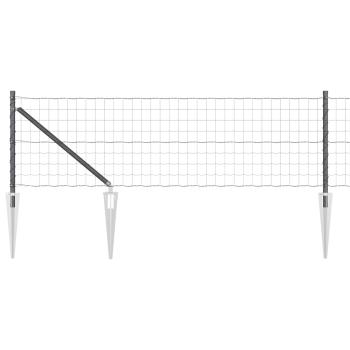 Euro Zaun mit 13 Spike-Posts 0.6x50 m galvanisierter Stahl Grau