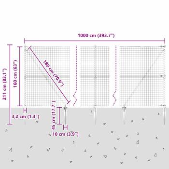 Eurozaun mit 7 Stachelpunkten 1,6x10 m verzinkter Stahl