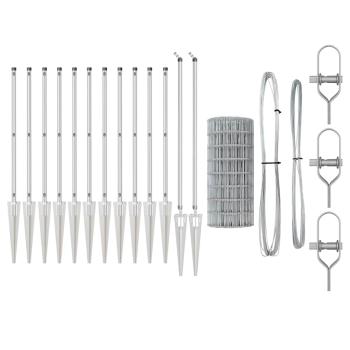 Eurozaun mit 7 Spike-Posts 1x10 m Feuerverzinkter Stahl