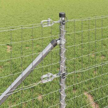 Eurozaun mit 7 Spike-Posts 1x10 m Feuerverzinkter Stahl