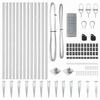 Eurozaun mit 7 Spike-Posts 1x10 m Feuerverzinkter Stahl