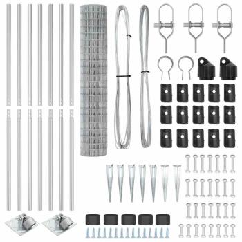 Euro Zaun mit 7 Spike-Posts 1,6x10 m Verzinkter Stahl