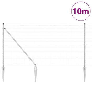 Euro Zaun mit 7 Stahlpfosten 1,4x10 m Verzinkter Stahl