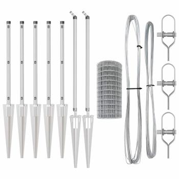 Eurozaun mit 7 Spike-Posts 0.6x10 m Verzinkter Stahl