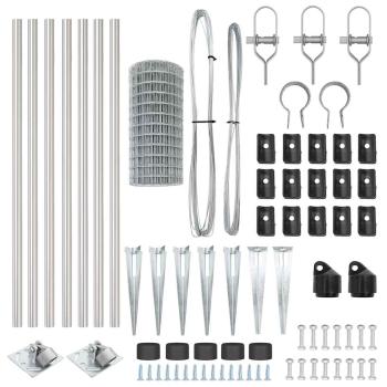 Eurozaun mit 7 Spike-Posts 0.6x10 m Verzinkter Stahl