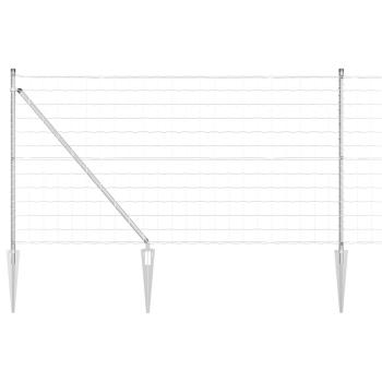 Euro-Zaun mit 7 Pfahlankern 0.8x10 m Galvanisierter Stahl