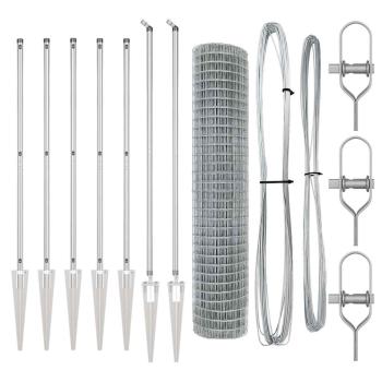 Eurozaun mit 7 Spike-Pfosten 1,6x10 m galvanisierter Stahl