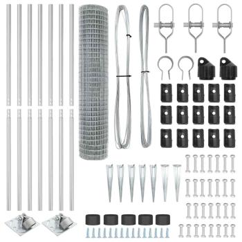 Eurozaun mit 7 Spike-Pfosten 1,6x10 m galvanisierter Stahl